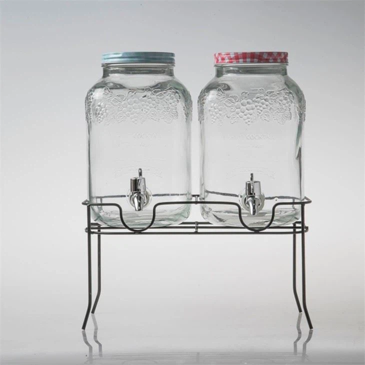 Glass Drinks Dispenser With Tap Beverage Dispenser