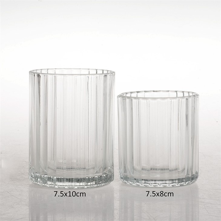 Vertical Stripes Coloured Glass Candle Holders