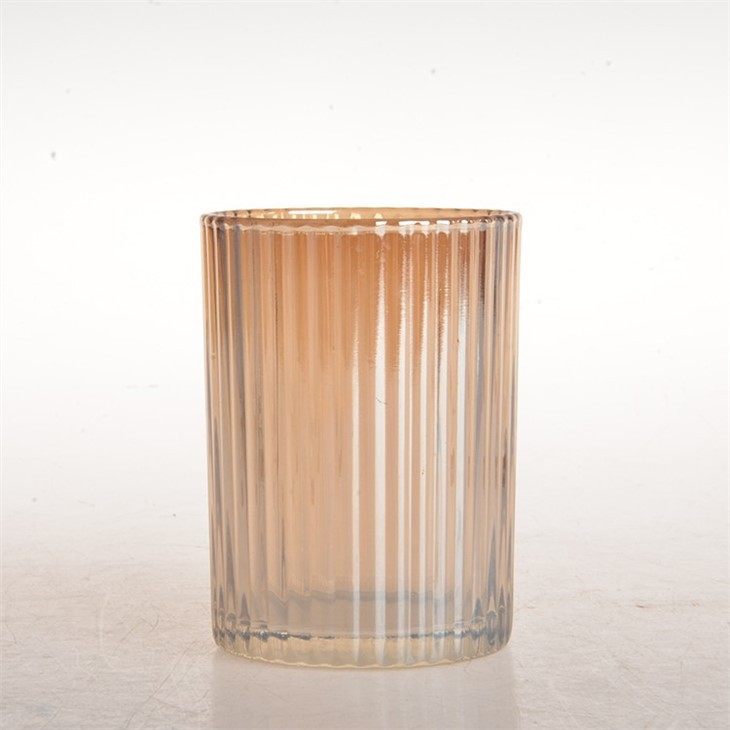 Vertical Stripes Coloured Glass Candle Holders